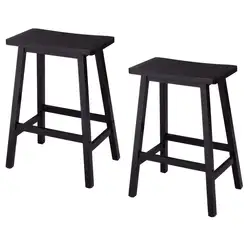 Costway набор из 2 сидений 24 ''барные стулья деревянный бистро обеденный кухонный стул для паба черный