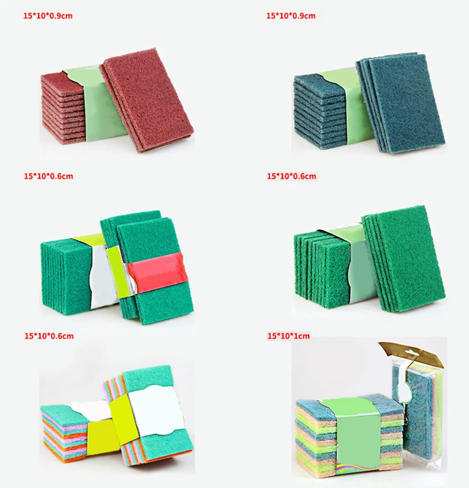 Cleaning Scouring Pads Cleaning Cloth Nylon Emery Scrubbers Pad Dish Scrubber Household Scrub Pads for Kitchen Stove Top Cleaner