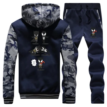 

Men popular Jacket+Pant 2Pc Suit new handsome Hoodies Winter Thick fleeceTracksuit 2019 Camouflage Warm Sportswear sweatpant set