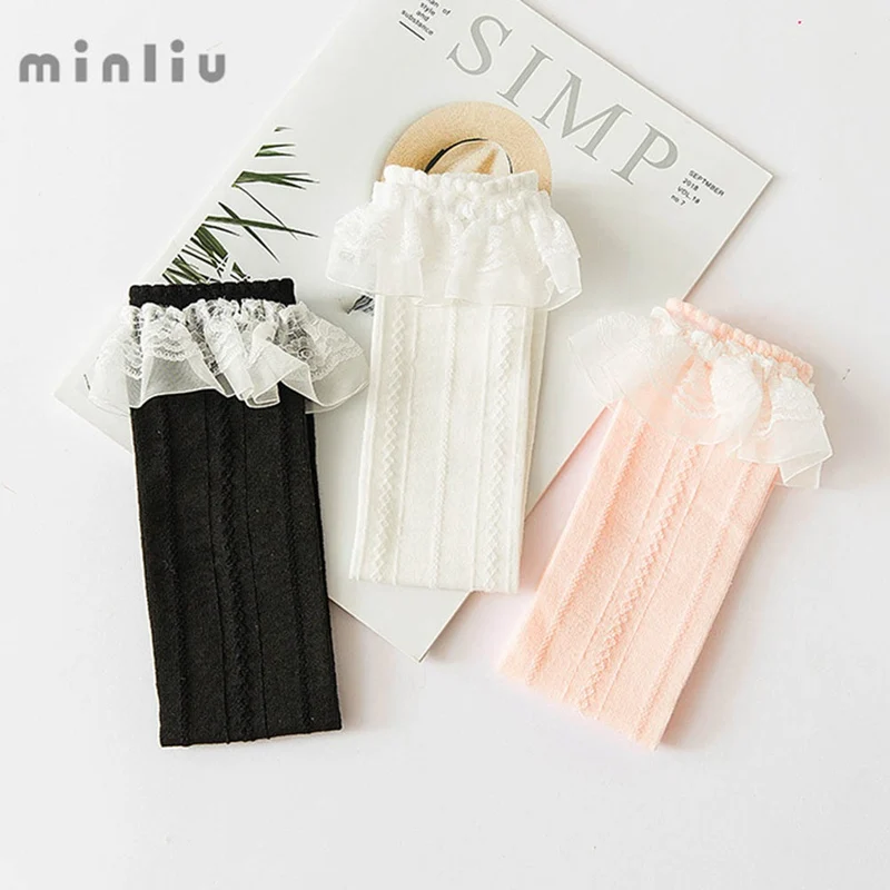 New Kids Kids Solid Color Socks Toddlers Girls Knee High Long Soft Cotton Lace Baby Socks