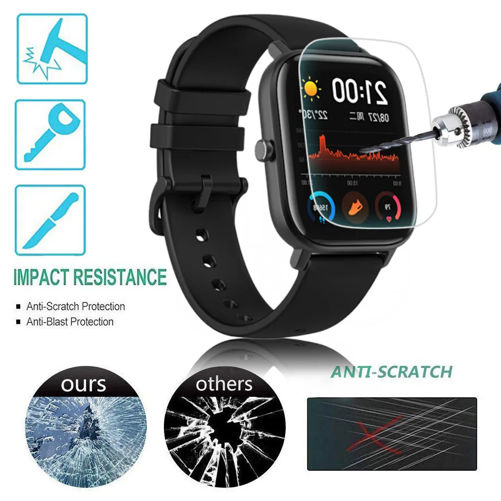 

3pc Smartwatch Glass Protective Full Cover Clear Soft Pet HD Screen Protector Film for Huami Amazfit GTS Ultra Protective#20/ 　
