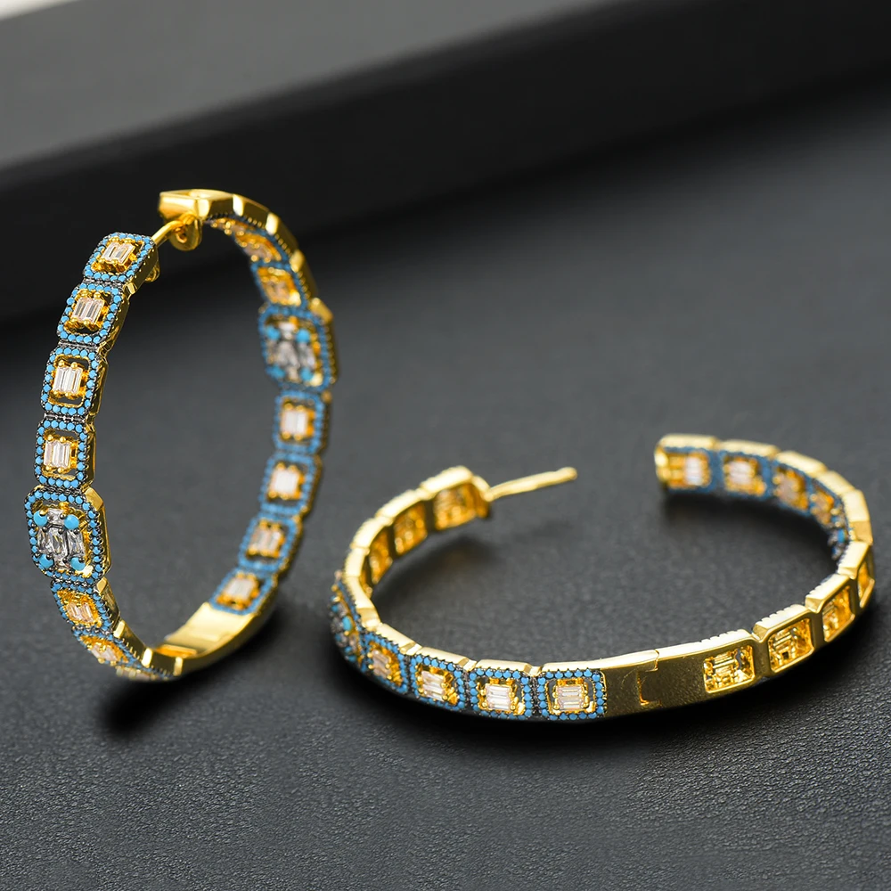 GODKI 49 мм Роскошные Большие массивные серьги-кольца для женщин, свадебные серьги-кольца с геометрическим узором, полностью покрытые цирконием, нигерийские серьги-кольца