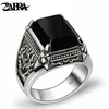 925 de Plata Negro Circón Anillo para Los Hombres Hombre-Mujer Grabado con La Flor Rama de Olivo Hombres Thai Joyería de Plata Esterlina de la Manera ónix ► Foto 1/6