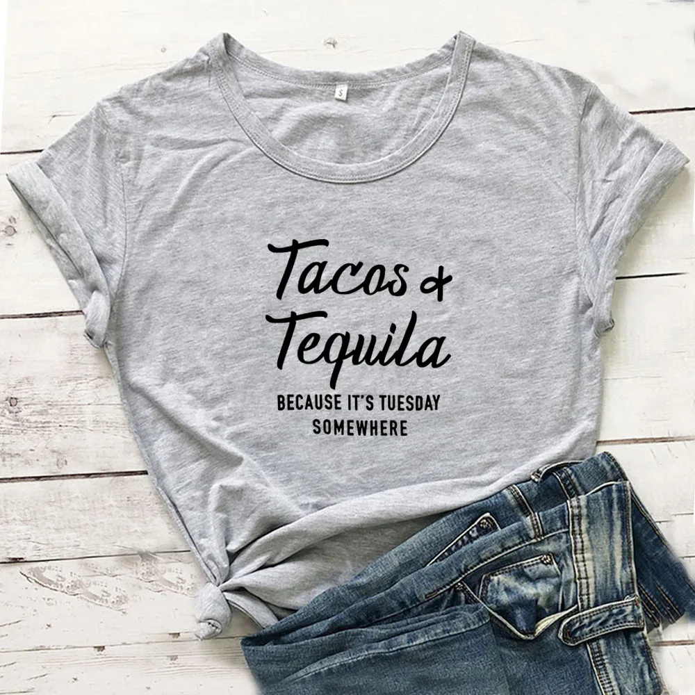 Забавная женская футболка Tacos с текилой черная | Женская одежда
