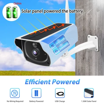 Outdoor Solar Security Camera Wireless WiFi Panel Rechargeable Battery Bullet