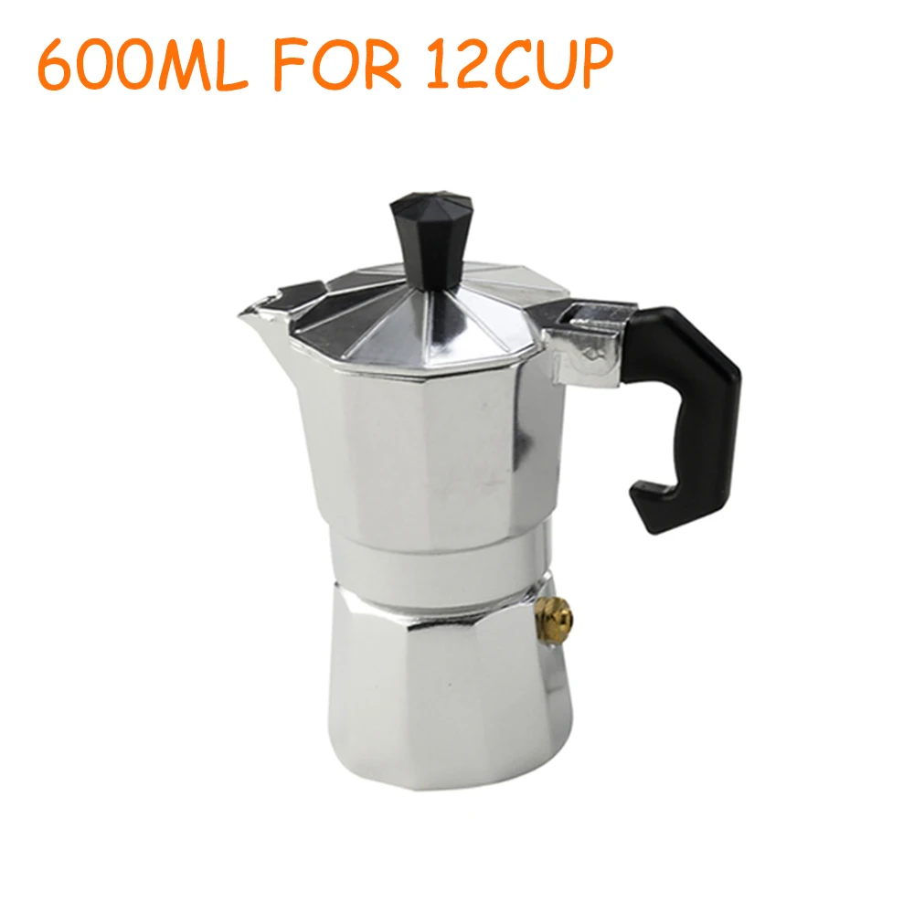 Новая Кофеварка из алюминия Mocha эспрессо Перколятор кофейник Moka чайник 1cup/3cup/6cup/9cup/12cup плита кофеварка - Цвет: 600ML FOR 12CUPS