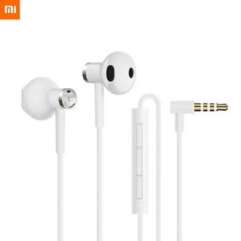 

New Original Xiaomi Dual Driver Earphone Half-In-Ear Dynamic piezoCeramic Hybrid DC MEM Mic Tenacity Wire Control L-Shape Plug