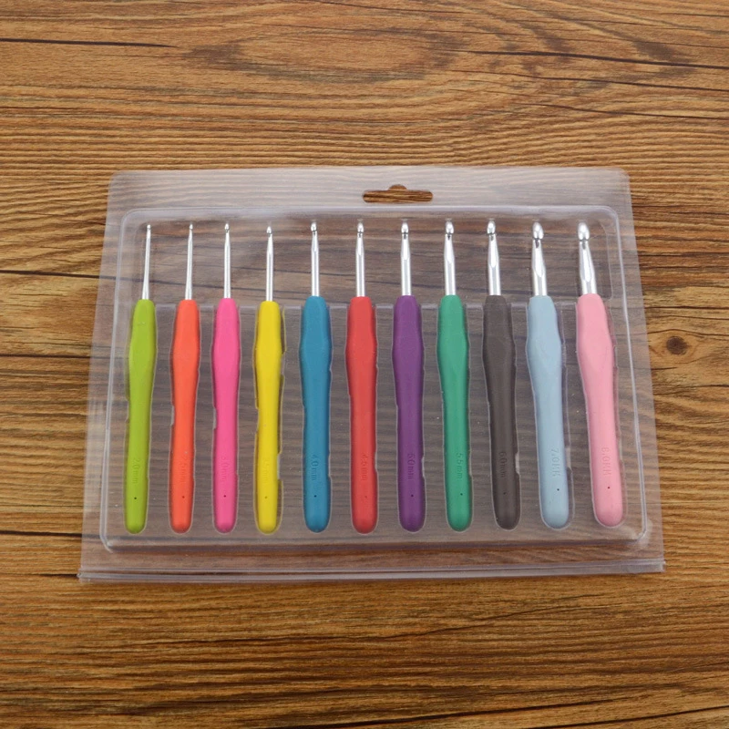 Многоцветные спицы 2-10 мм мягкая ручка эргономичная ручка Пряжа иглы для вязания крючком плетение вязальные крючки инструменты для изготовления подарка «сделай сам»