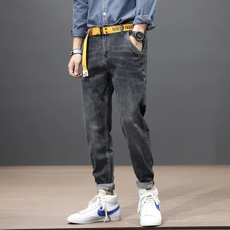 

Korean Style Fashion Men Jeans Loose Fit Denim Harem Pants High Quality Streetwear Hip Hop Vintage Designer Wide Leg Trousers
