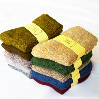 

Winter new men's cotton thick warm wool socks Harajuku retro high quality solid color soft men's casual socks wholesale 10 pairs