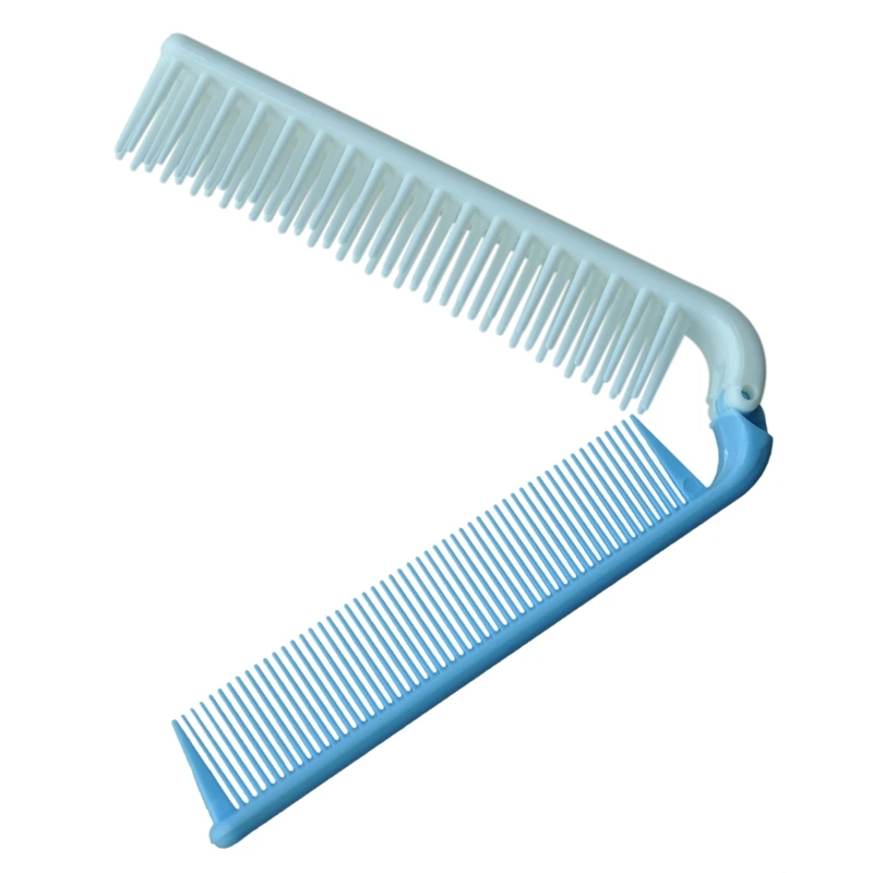 

Travel Skyblue Coarse Teeth Folding Dual Hair Brush Pocket Comb 7.4" Length