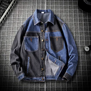

New 2020 Autumn Hip Hop Fashion Patchwork Mens Denim Jacket Young Design Street Jacket Men Plus Size Jeans Men Jacket