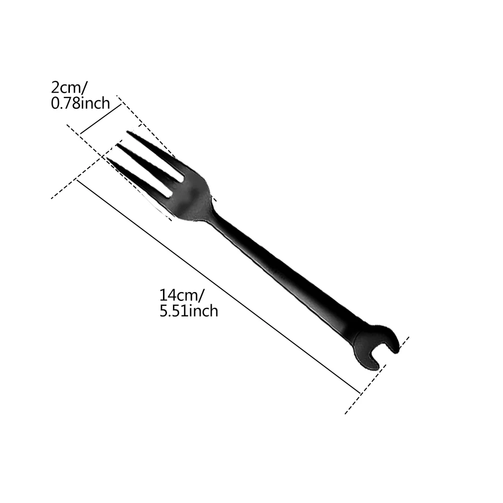Plating Stainless Steel Tableware Steak Knife Dinner Fruit Dessert Long Fork Tea Spoon Creative Wrench shape Stainless Steel Spoon Fruit Fork Expandable Fork Silverware Set Silicone Fork Silicone Cooking Fork