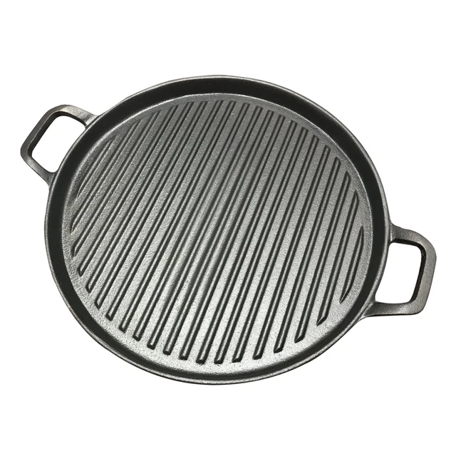 30cm Thickened Striped Cast Iron Steak Frying Pan Bbq Grill Plate Griddles  Meat Roasting Pan Uncoated Nonstick Cookware - Pans - AliExpress
