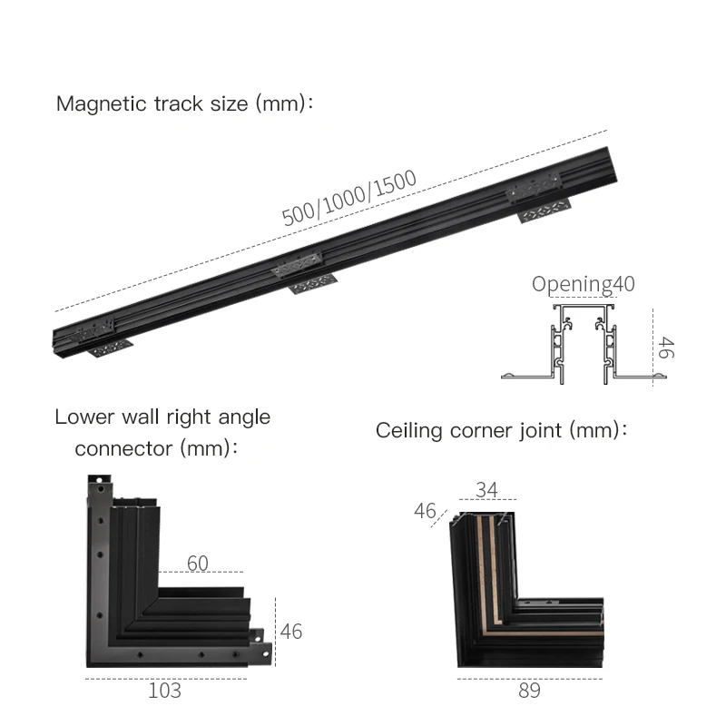 (Mini) SCON New arrival 24V Creative aluminum 24mm recessed track rails for magnet track lights series