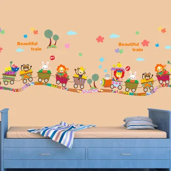 

Cartoon Train Wall Stickers Colour Kindergarten Wall Decor Kids Room Decoration Baby Room Wall Decoration Prints Wall Art