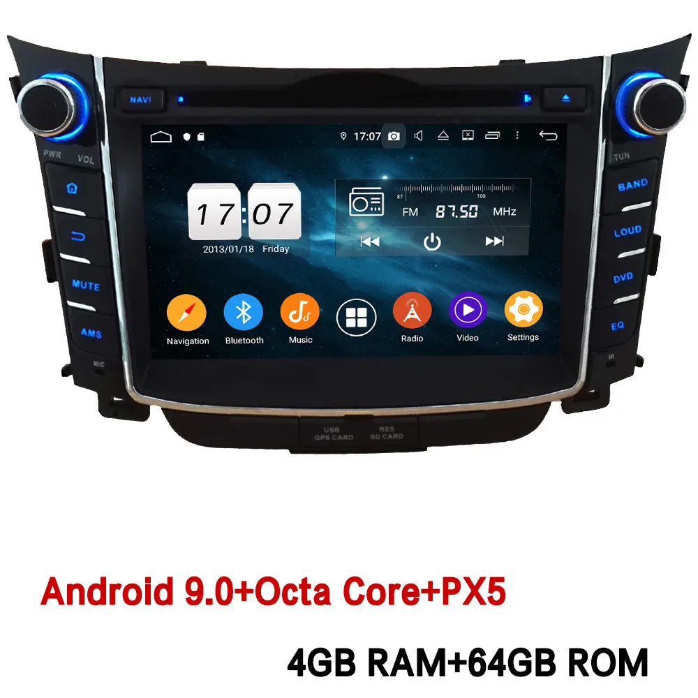 Klyde 4G wifi Android 9,0 Восьмиядерный 4 Гб ОЗУ 64 Гб ПЗУ DSP BT RDS автомобильный DVD мультимедийный плеер Радио стерео для hyundai I30 2011 - Цвет: 4GB RAM x 64GB ROM