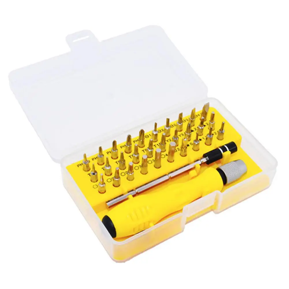 32 в 1 Многофункциональный магнитный Набор отверток, Ремонтный инструмент, набор отверток, бытовые инструменты - Цвет: Цвет: желтый