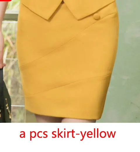 yellow skirt IZICFLY стиль формальный жилет и жилет плюс размер женские костюмы бизнес с юбкой и курткой Брюки наборы офисная форма стили - Цвет: yellow skirt