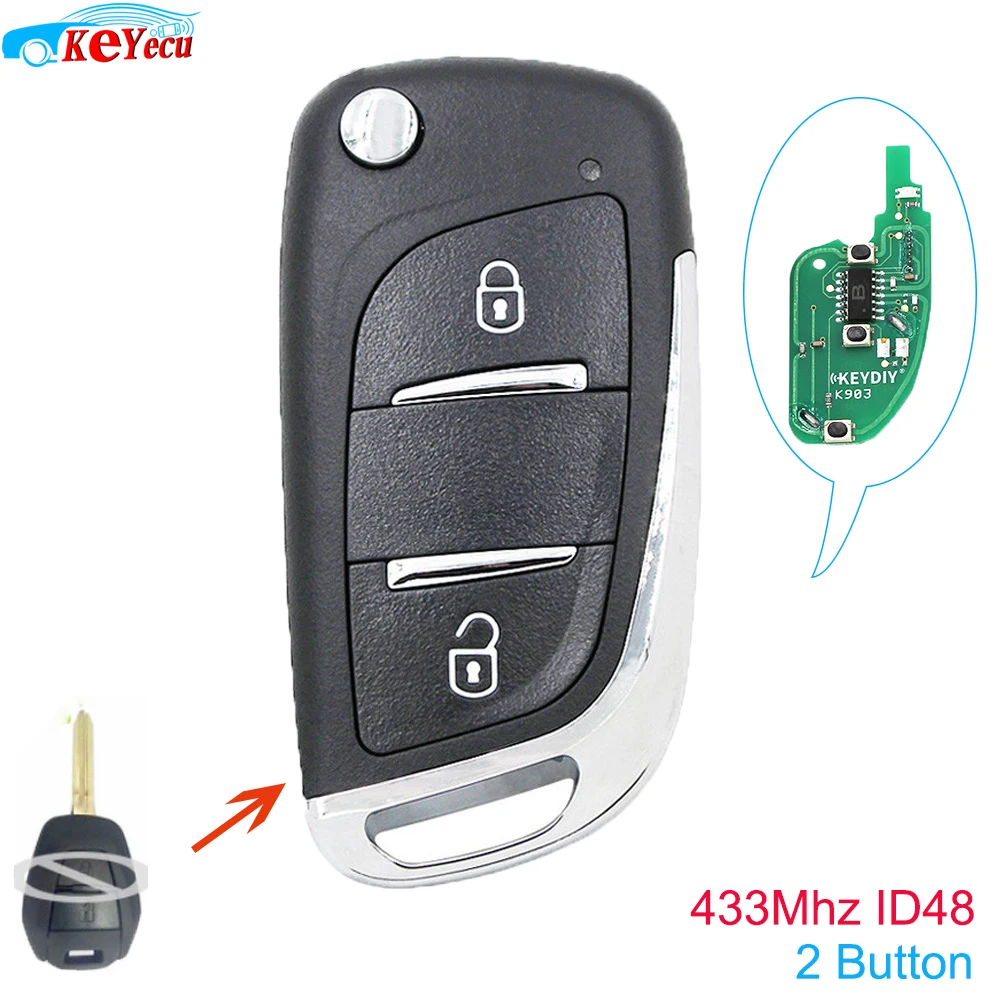 KEYECU Модернизированный Флип дистанционный брелок 2 кнопки 433 МГц ID48 для Vauxhall Omega/Vectra/Frontera/Isuzu P/N: 9153226