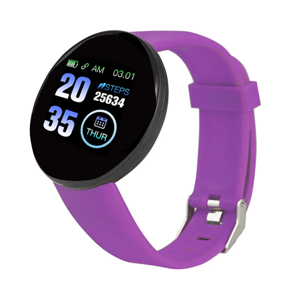 Purple Rovtop Смарт-часы D18 фитнес-трекер круглый смарт-браслет IP65 водонепроницаемые спортивные Смарт-часы для мужчин и женщин для Android Ios Z2 - Цвет: Purple