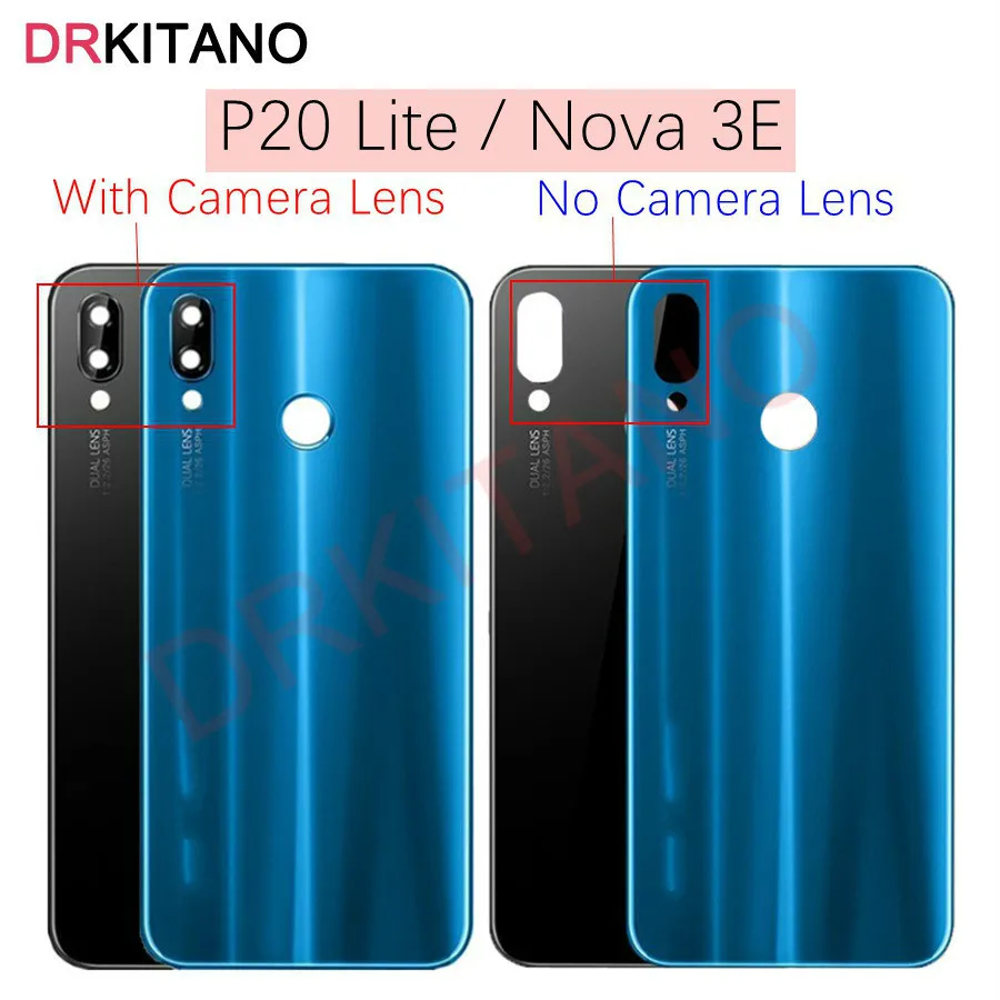 Стеклянная Крышка батарейного отсека + объектив камеры для Huawei P20 Lite NOVA 3E задняя