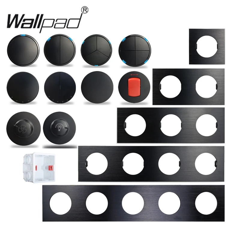 Wallpad L6 Black Aluminum 1 2 3 4 Gang Wall Light Switch Intermediate Water Heater AC DP 2P Switch DIY Free Combination afbeelding