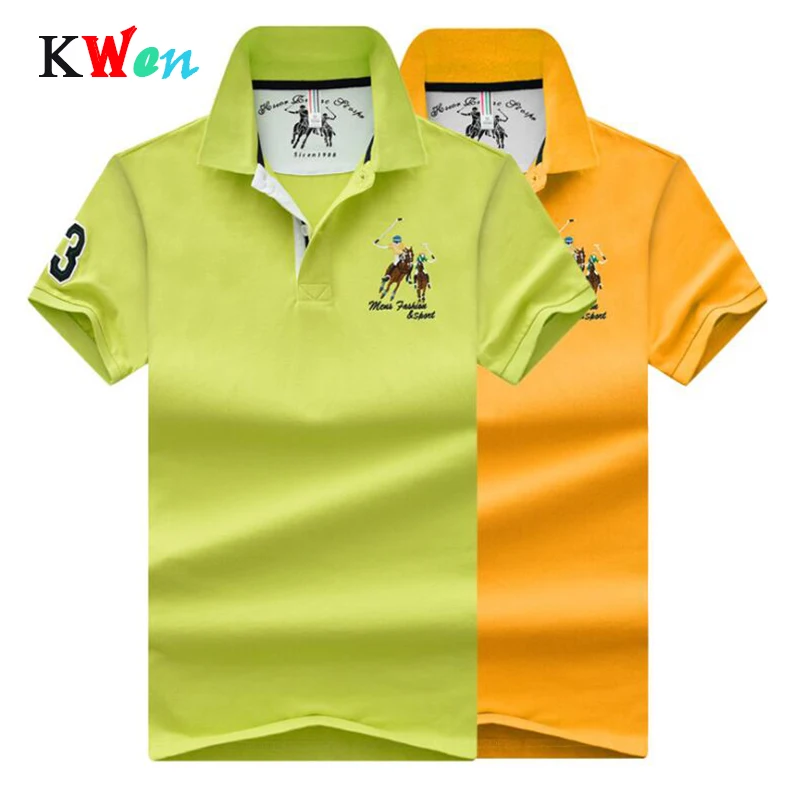 

High Quality Tops Men Polo shirts Business plus size polo Shirts Pure color embroidery lapel soft men short sleeves polo shirt