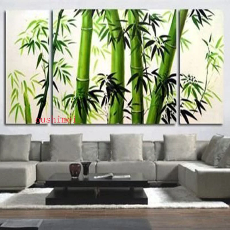 Handmade 3pcs Lot Modern Bamboo Pictures On Canvas Green Tree Oil Painting No Frame Abstract Landscape For Living Room Wall Art Bamboo Picture Picture On Canvasmodern Pictures Aliexpress