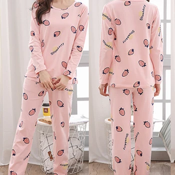 

Women's Pajama Set Soft Long Sleeve Sleepwear With Cute Bear Pattern Sleep Wear Soft Milk Silk Autumn Pajamas for Women HX1219