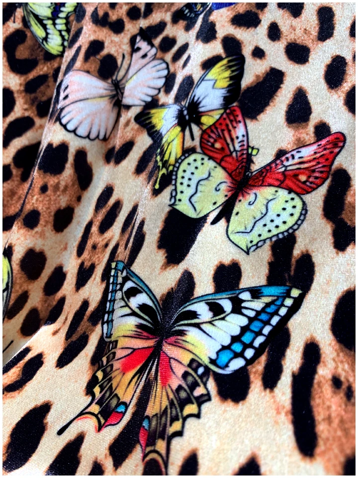 LD Linda della осень мода взлетно-посадочной Винтаж Вельветовое платье Для женщин короткий рукав-бабочка с леопардовым принтом Тонкое элегантное платье