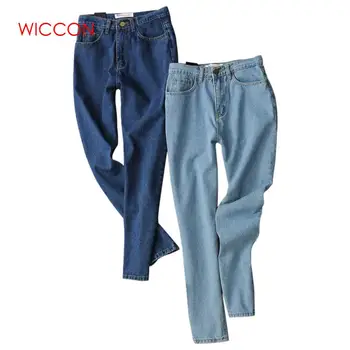 

WICCON Autumn 2020 Vintage Women Pencil Denim Pants Blue High Waist Jeans Woman Winter Casual Korean Fashion Boyfriend Jeans