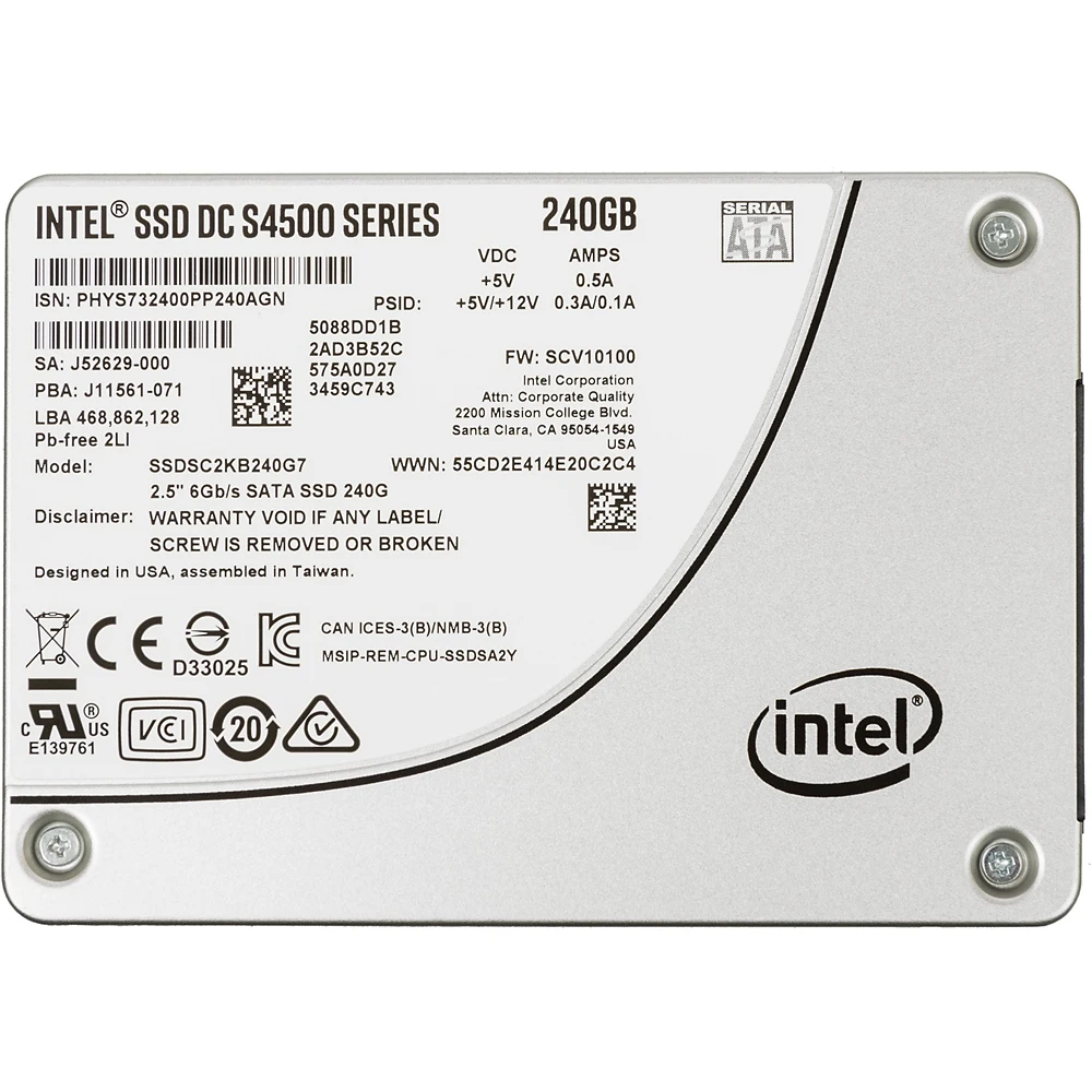 Накопитель SSD Intel Original SATA III 240Gb SSDSC2KB240G701 956898 SSDSC2KB240G701 DC S4500 2.5"