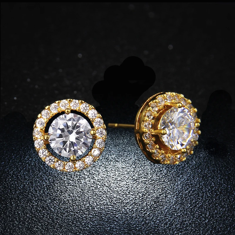 Classic Round AAA+ Cubic Zirconia Stud Earrings For Women Party Gift Crystal Earings Fashion Jewelry For Men oorbellen AE177