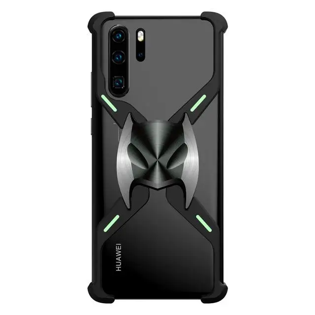 Крутая маска Бэтмена Алюминиевый металлический магнитный чехол для huawei P30 Pro противоударный жесткий чехол для huawei P30/Pro люминесцентный бампер чехол - Цвет: Черный
