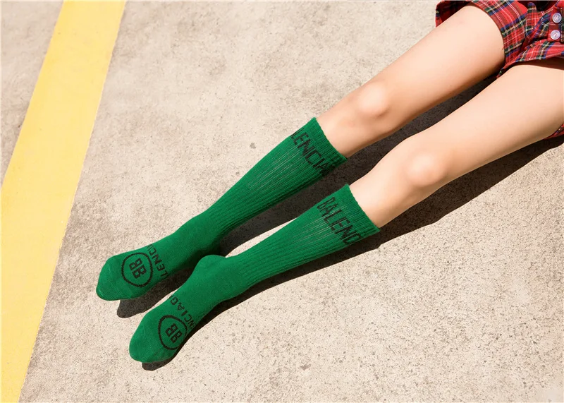 Korean-style Spring And Summer Cotton BB English Lettered Children Tube Socks Candy Color Online Celebrity Parent And Child