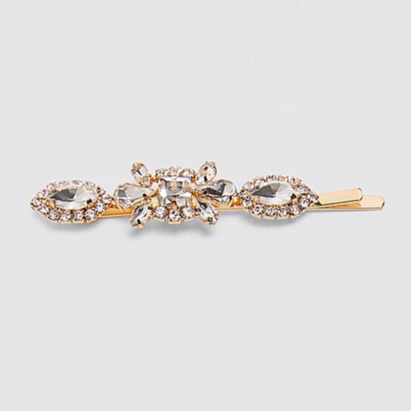Dvacaman Trendy ZA Design 4 PCS/Set Flower Crystal Hair Clips Women Punk Gold Color Metal Rectangle Barrettes Gift Hair Pin - Окраска металла: 7