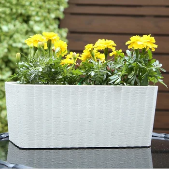 

Self-watering Flower Pots with Water Level Indicator Rectangular White