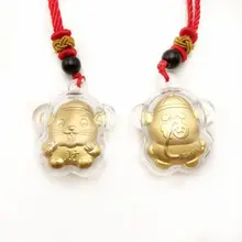 Милая Золотая мышка Новогодняя подвеска в форме китайского знака Зодиака Ожерелья Ювелирные изделия на удачу