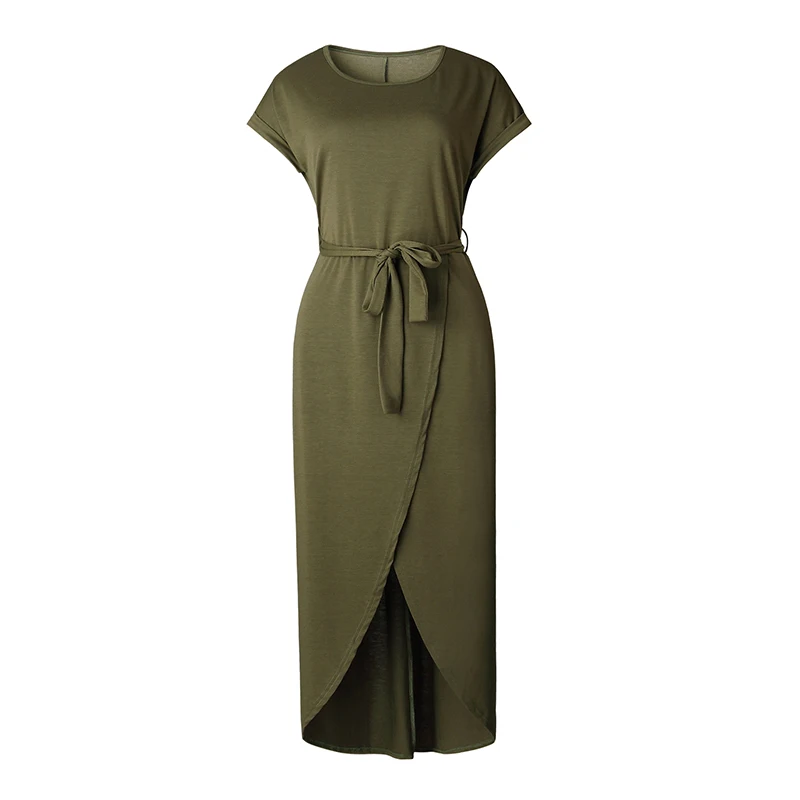 Summer Women Dress 2019 Solid Plus Size Women Long Dress Short Sleeve Sexy Irregular Party Casual Maxi Dresses Ladies New CLD719 (23)