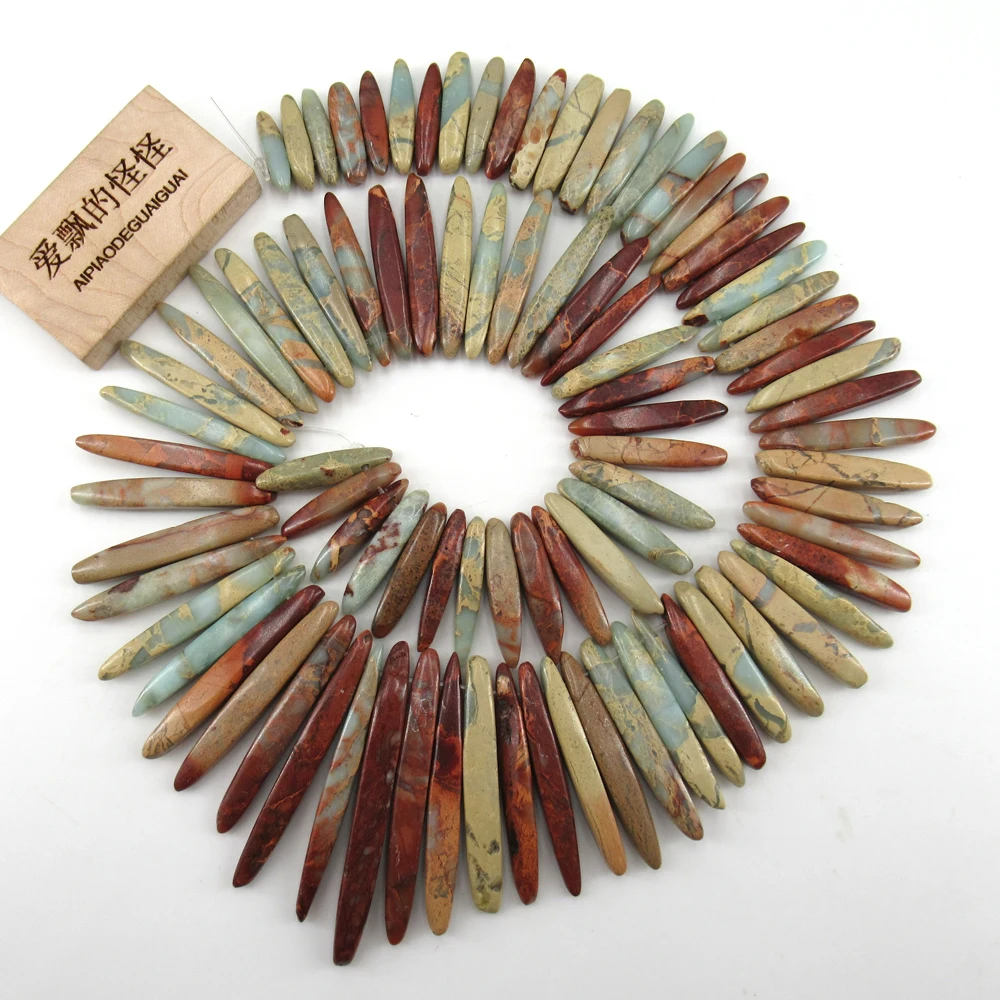 APDGG Turquoise Blue Sea Sediment Imperial Jasper Point Top Drilled 16.5