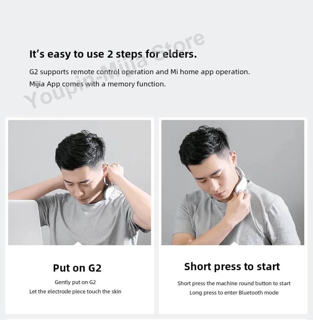 Xiaomi шейный массажер G2 TENS Pulse защищает шею только 190 г двойной эффект горячий компресс l-образный износ работает с приложением Mijia