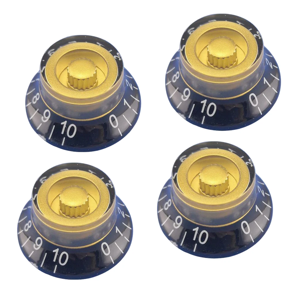 4pcs Black/Gold Top Hat Volume & Tone Knobs for LP Electric Guitar Parts