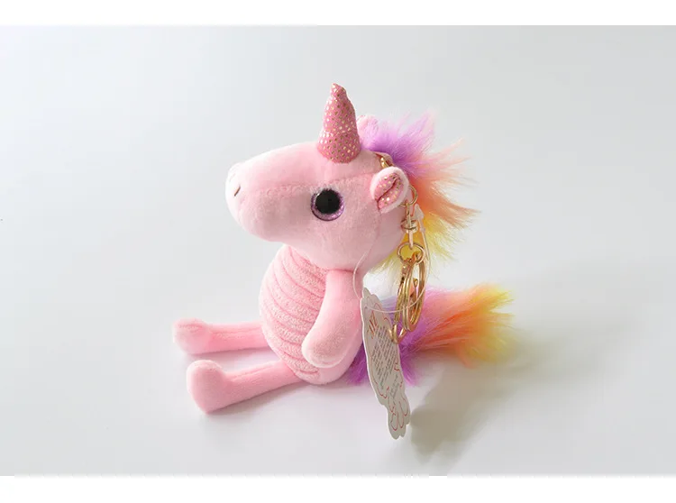 New cute striped rainbow unicorn plush toy plush pendant boutique doll KeyChains For Women Bag Toy