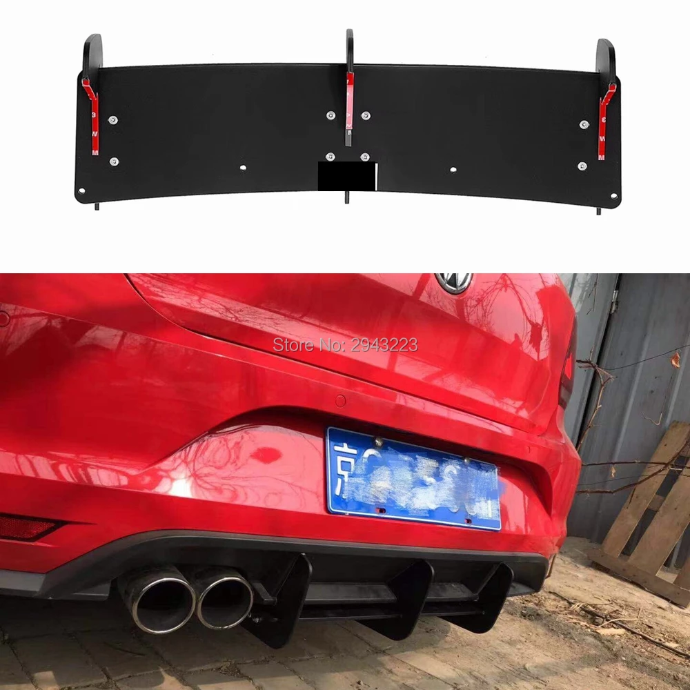 

For Volkswagen POLO GTI 2015-2016 ABS Black Color Rear Bumper Lip Trunk Spoiler Rear Diffuser Protector Car Styling