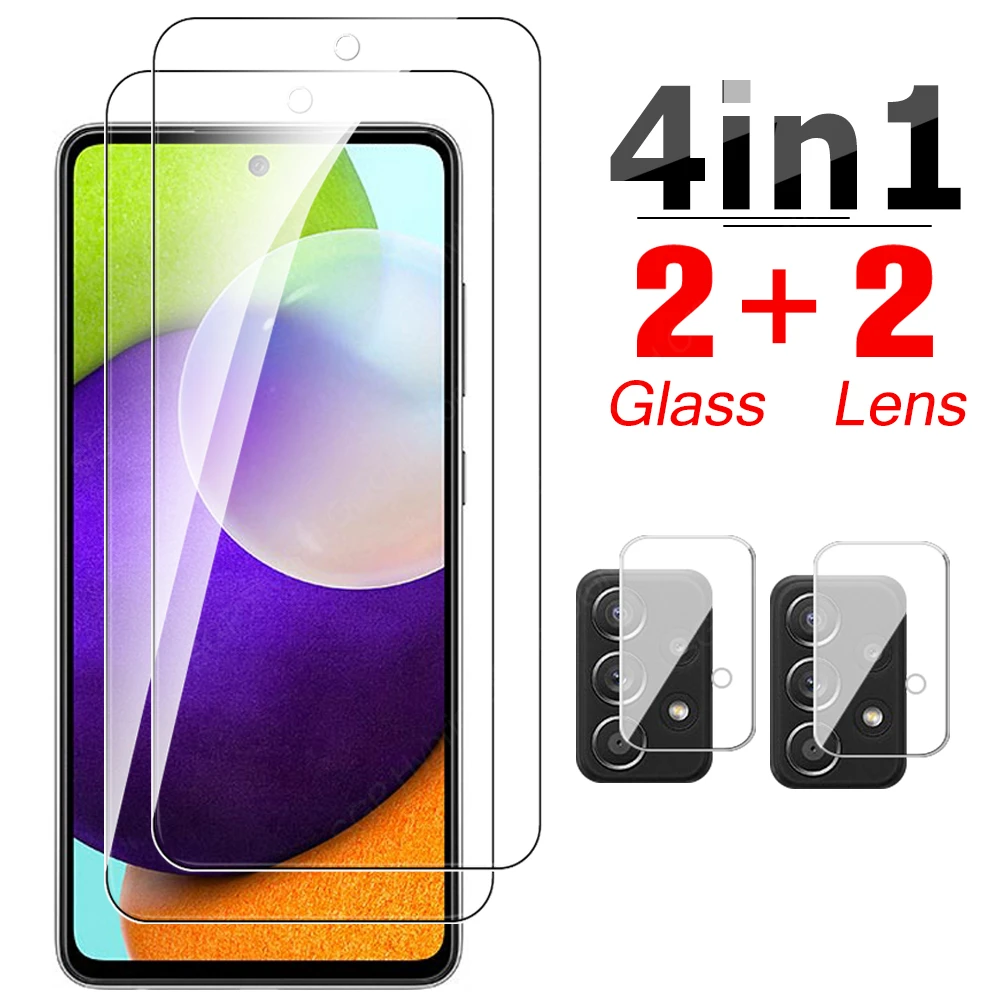 phone protector 4in1 Protective Screen Tempered Glass For Samsung Galaxy A52 A52s 5G Camera Lens Protector Film On M52 A5 A 5 2 52 S Protection t mobile screen protector