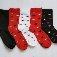 5 пар женских пламенных носков для губ, американский размер 5-8, европейский размер 35-38