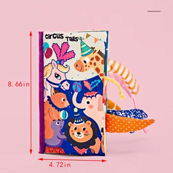 

Animals Tail Cloth Books 3D Soft Cloth Reading Educational Baby Toys