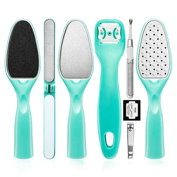 

8 in 1 Removable Pedicure Feet Rasps Callus Scraper Shaver Replaceable Foot File Hard Dead Skin Trimmer Tools Manicure Sets