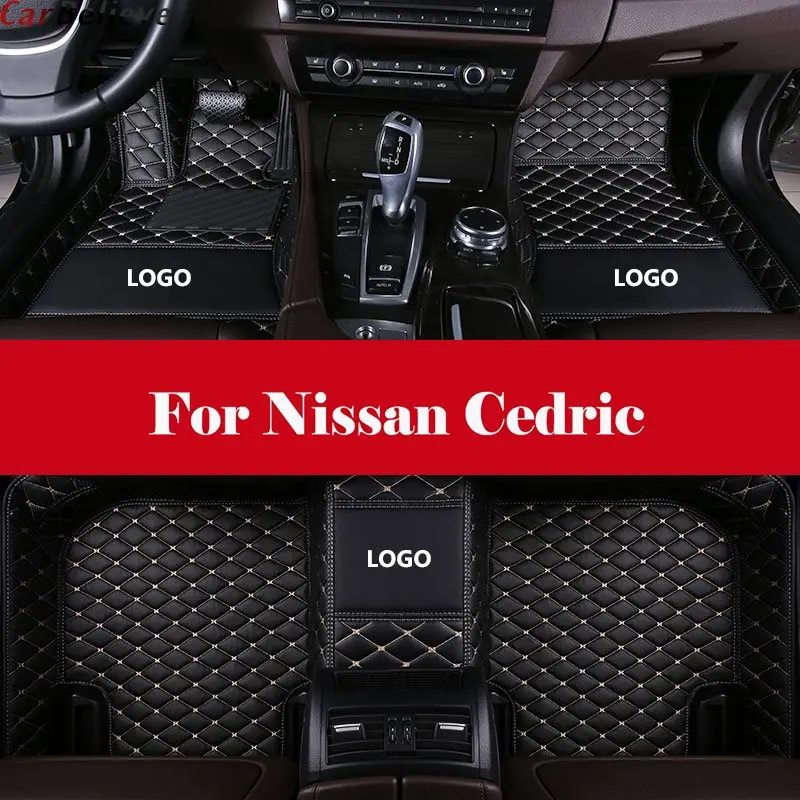 

Custom 3d Leather car floor mats car styling accessories leather Car Floor Mats Waterproof Mat+LOGO For Nissan Cedric